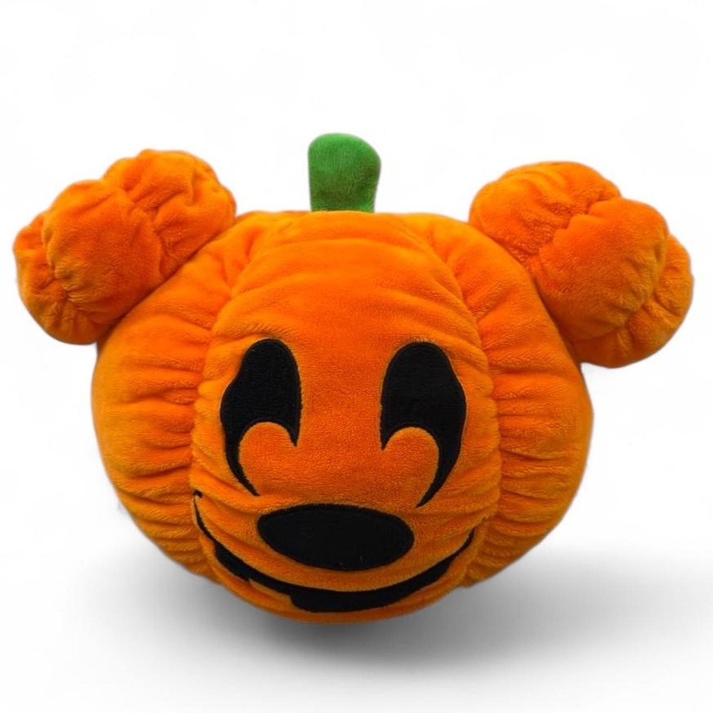 Disney Parks Mickey Mouse Jack-o'-Lantern Pumpkin Plush Throw Pillow Halloween
